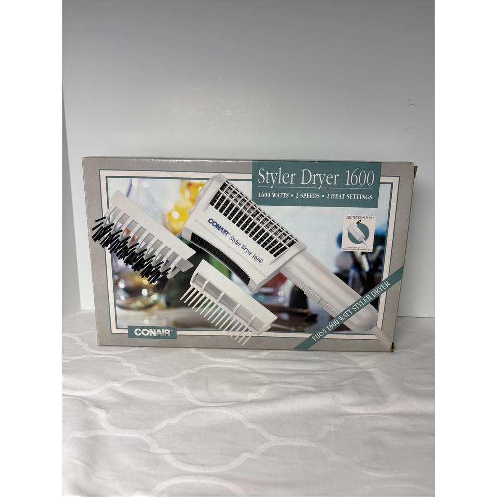 Vintage Conair Styler Dryer First 1600 Watt Styler Hair Dryer New Old Stock 2in1